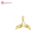 6PCS 13x12MM 24K Brass Whale Tail Charms Pendants DIY Jewelry Making Supplies