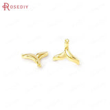 6PCS 13x12MM 24K Brass Whale Tail Charms Pendants DIY Jewelry Making Supplies