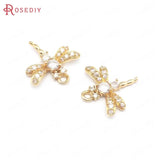 10PCS Brass Zircon Dragonfly Charms Pendants Jewelry Making