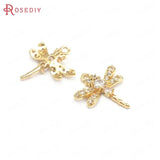 10PCS Brass Zircon Dragonfly Charms Pendants Jewelry Making