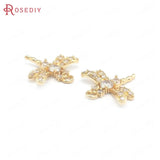 10PCS Brass Zircon Dragonfly Charms Pendants Jewelry Making