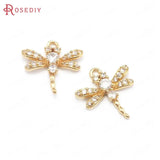 10PCS Brass Zircon Dragonfly Charms Pendants Jewelry Making