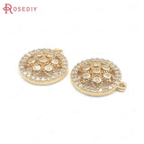 10PCS Champagne Brass Zircon Flower Charms Pendants for DIY Jewelry Making