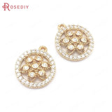 10PCS Champagne Brass Zircon Flower Charms Pendants for DIY Jewelry Making