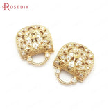 6PCS 17.5x14.5MM Champagne Brass Zircon Handbag Charms Pendants