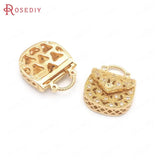 6PCS 17.5x14.5MM Champagne Brass Zircon Handbag Charms Pendants