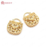 6PCS 17.5x14.5MM Champagne Brass Zircon Handbag Charms Pendants