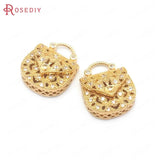 6PCS 17.5x14.5MM Champagne Brass Zircon Handbag Charms Pendants