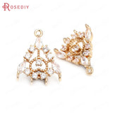 6PCS High Champagne Brass Zircon Heart Charms Pendants