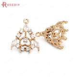 6PCS High Champagne Brass Zircon Heart Charms Pendants
