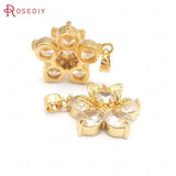 4PCS Flower 24K Brass Zircon Necklaces Charms Pendants Jewelry Making