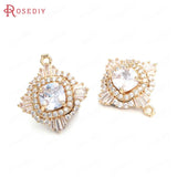 4PCS Champagne Brass Zircon Square Charms for Jewelry Making