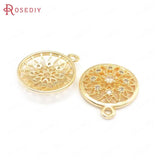10PCS High Champagne Brass Zircon Flower Charms Pendants