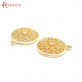 10PCS High Champagne Brass Zircon Flower Charms Pendants