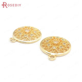 10PCS High Champagne Brass Zircon Flower Charms Pendants
