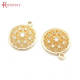 10PCS High Champagne Brass Zircon Flower Charms Pendants