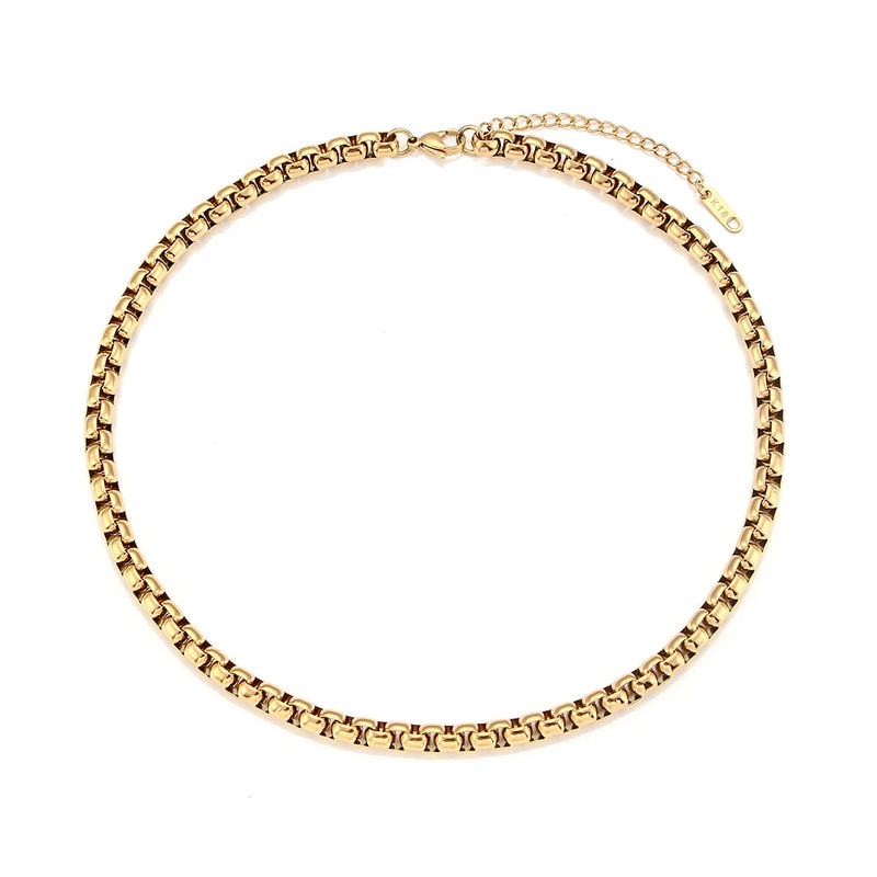 Round Snake Bone Plated Chain Necklaces for Women Jewelry
