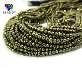 Natural Marcasite Stone Beads 2.0mm Round Faceted Cut for Jewelry Making