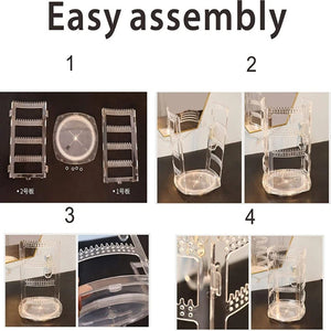 40GB 360 Rotating Clear Earring Holder Jewelry Organizer Rack Display