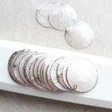 15Pcs Nickel Side Natural Mirror Freshwater Shell Flat Round Charms