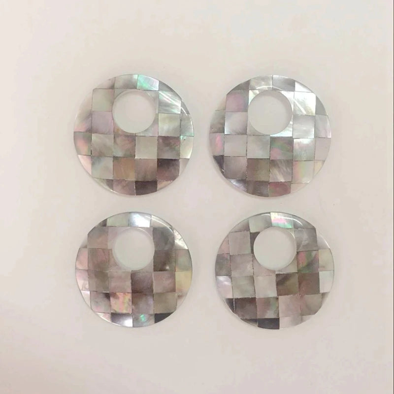 4Pcs Natural Flat Round Sea Shell Beads Charms