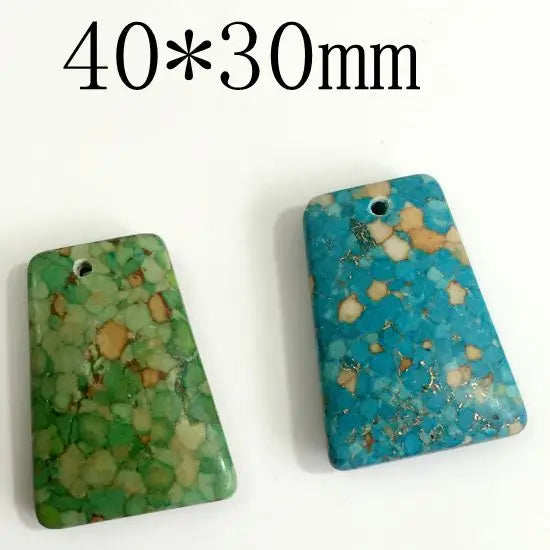 40MM 6Pcs Blue/Green Natural Bead Charms Pendants