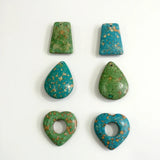 40MM 6Pcs Blue/Green Natural Bead Charms Pendants