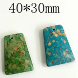 40MM 6Pcs Blue/Green Natural Bead Charms Pendants