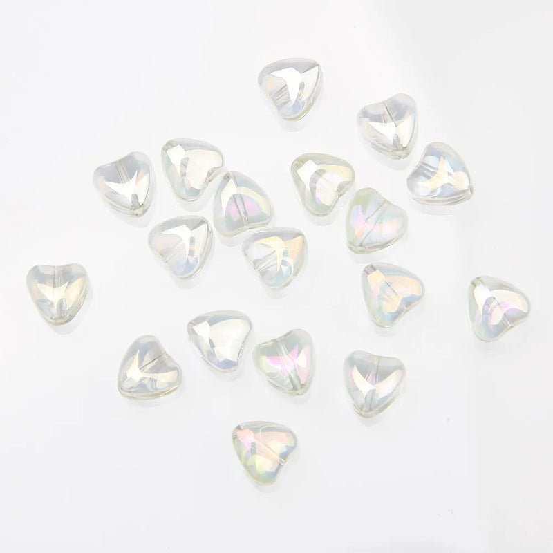 40PCS 8mm Heart Glass Pendants Beads Charms for Jewelry Making