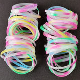 40PCS Nightglowing Silicone Bracelets Rainbow Plain Wristband Bangle Kid Girl