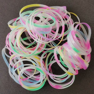 40PCS Nightglowing Silicone Bracelets Rainbow Plain Wristband Bangle Kid Girl