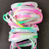 40PCS Nightglowing Silicone Bracelets Rainbow Plain Wristband Bangle Kid Girl