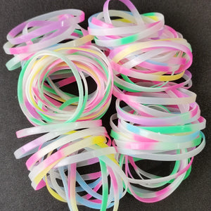 40PCS Nightglowing Silicone Bracelets Rainbow Plain Wristband Bangle Kid Girl