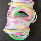 40PCS Nightglowing Silicone Bracelets Rainbow Plain Wristband Bangle Kid Girl
