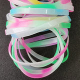 40PCS Nightglowing Silicone Bracelets Rainbow Plain Wristband Bangle Kid Girl