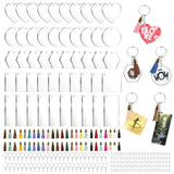 40PCS Clear Acrylic Keychains for Vinyl Kits, 5 Shapes Blanks Key Chain Rings