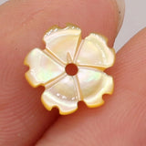 40PCS Natural SeaWater Shell Yellow Flower Pendant Beads for Jewelry Making DIY