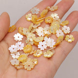 40PCS Natural SeaWater Shell Yellow Flower Pendant Beads for Jewelry Making DIY