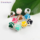 40PCS Paw Prints Beads For DIY Jewelry making Crafts Colorful