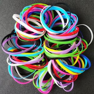 40PCS Silicone Plain Bracelets Rainbow Decoration Jewelry Hand Wristband