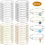 40 Pack Adjustable Wire Bracelets for DIY Jewelry Making