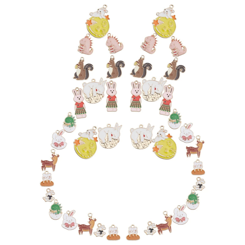 40Pcs Mixed Shape Enamel Pendants Alloy Cadmium & Lead