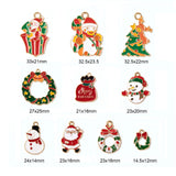 40Pcs Christmas Alloy Enamel Pendants Snowman Reindeer Bell