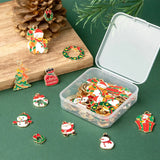 40Pcs Christmas Alloy Enamel Pendants Snowman Reindeer Bell