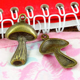 40Pcs Antique Bronze Mushroom Charms Pendant for DIY Necklace Jewelry