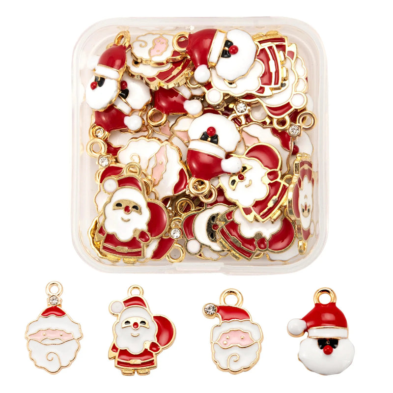 40Pcs Christmas Theme Enamel Pendants Santa Claus Mixed 10pcs/style