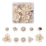 40Pcs Alloy Flower Cabochons Rhinestone & Pearl Beads DIY Broochs