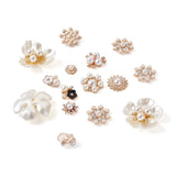 40Pcs Alloy Flower Cabochons Rhinestone & Pearl Beads DIY Broochs