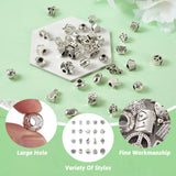 40Pcs Antique Silver European Beads Large Hole Spacer Charms for Jewelry Making