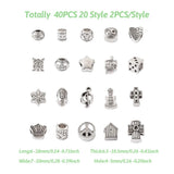 40Pcs Antique Silver European Beads Large Hole Spacer Charms for Jewelry Making